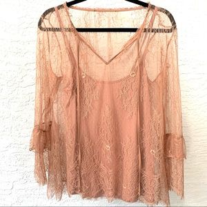 White House Black Market Blouse Top Lace Size Medium